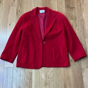 Vintage Field Manor Red Single-Button Wool Blazer Jacket with pockets Large